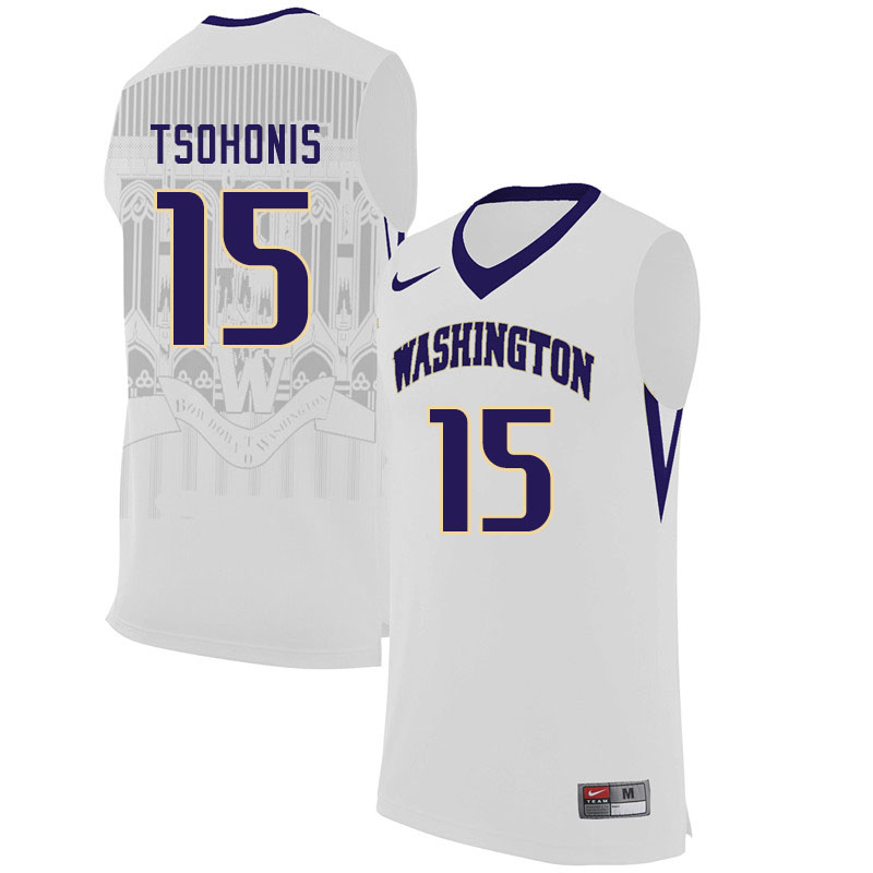 Men #15 Marcus Tsohonis Washington Huskies College Basketball Jerseys Sale-White - Click Image to Close